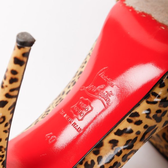 *SOLD* Christian Louboutin Leopard Print Patent Leather Peep Toe - Picture 5 of 8